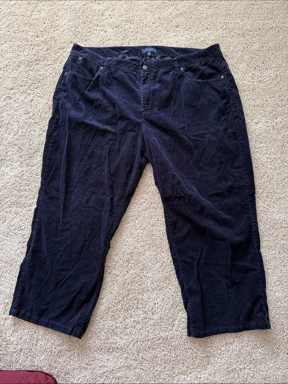 Talbots Women's Navy Corduroy Cropped Trousers